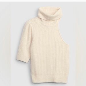 GAP Cream One-Shoulder Turtleneck Sweater
